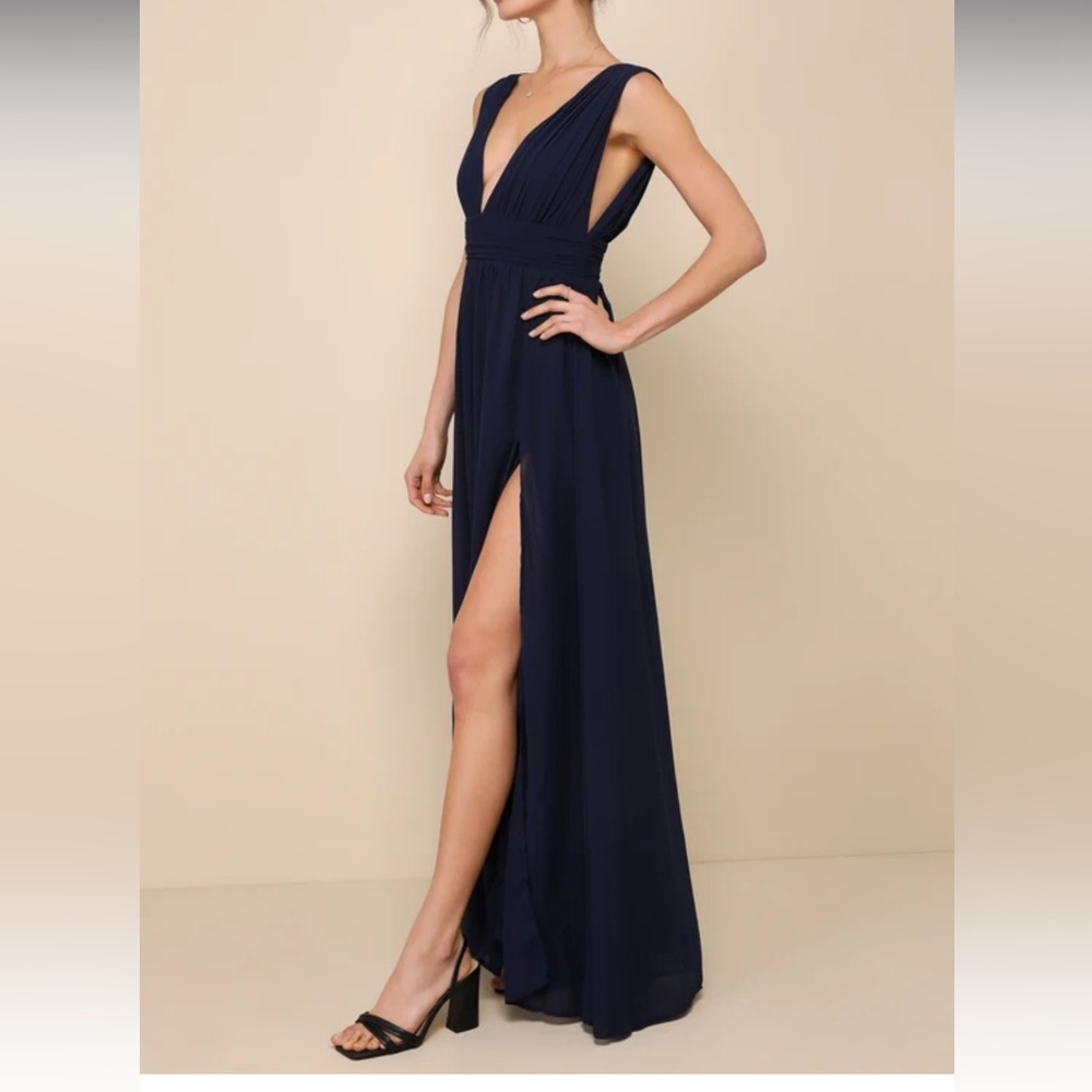 Lulus Heavenly Hues Navy Blue Maxi Dress Size M NWT